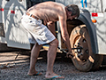 Flat Tire on the Road to Pousada Penhasco, Brazil