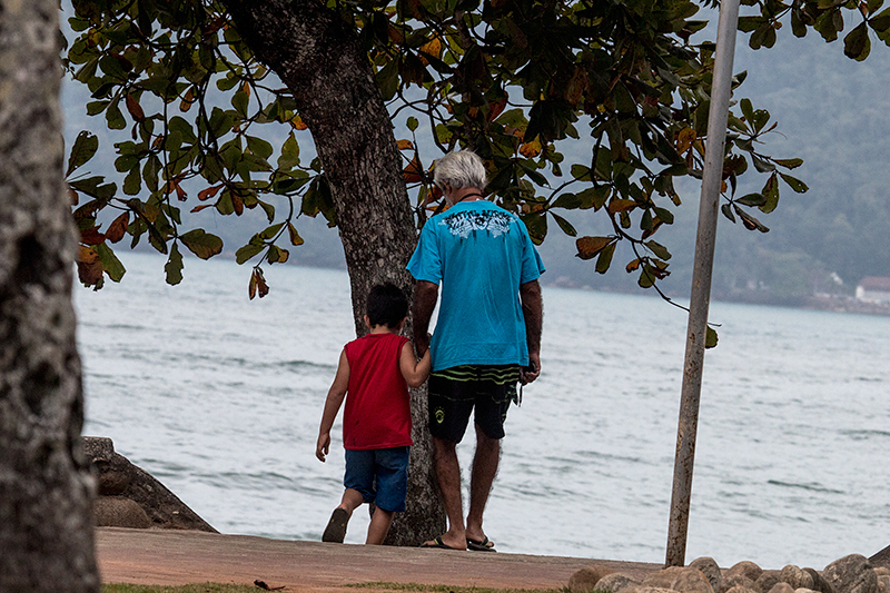 Grandfather With Little Boy, Ubatuba, Brazil