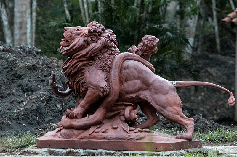 Lion Statue at Hacienda Cortina, La Gira National Park, Cuba