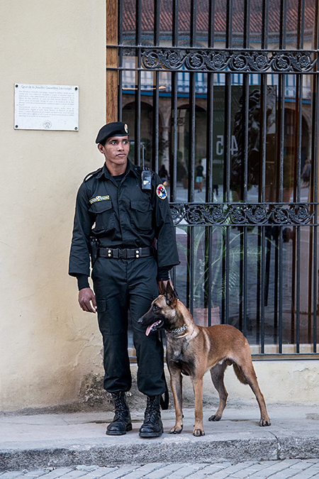 Policeman and Dog, Brigada Especial Nacional, Minint, Havana, Cuba