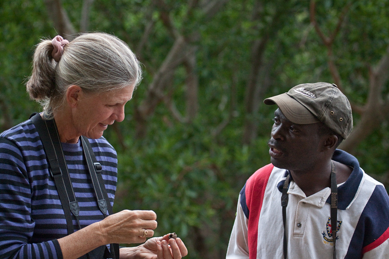 Joan and a Local Guide at the Drakensberg Escarpment, South Africa