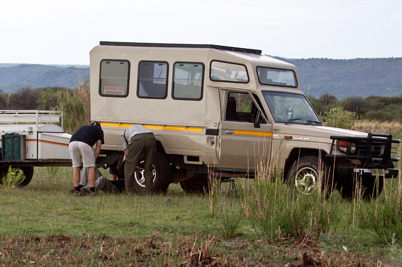 Flat Tire at Mkhombo Dam Nature Reserve, South Africa