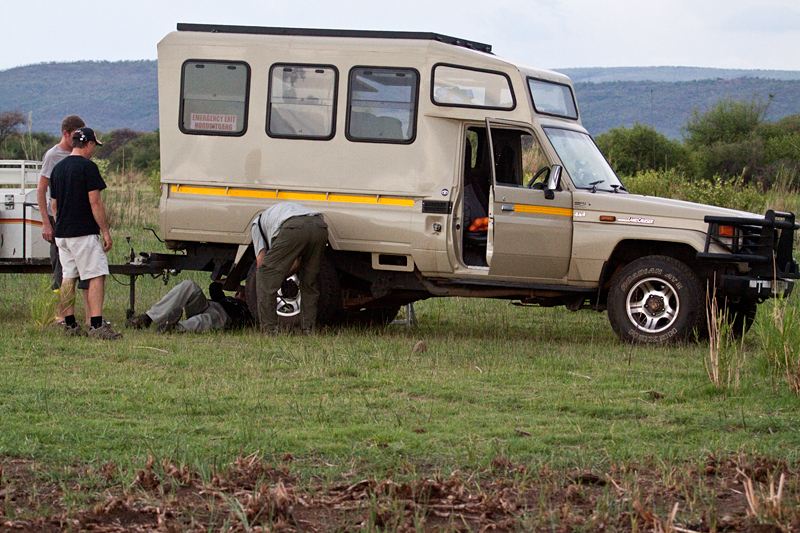 Flat Tire at Mkhombo Dam Nature Reserve, South Africa